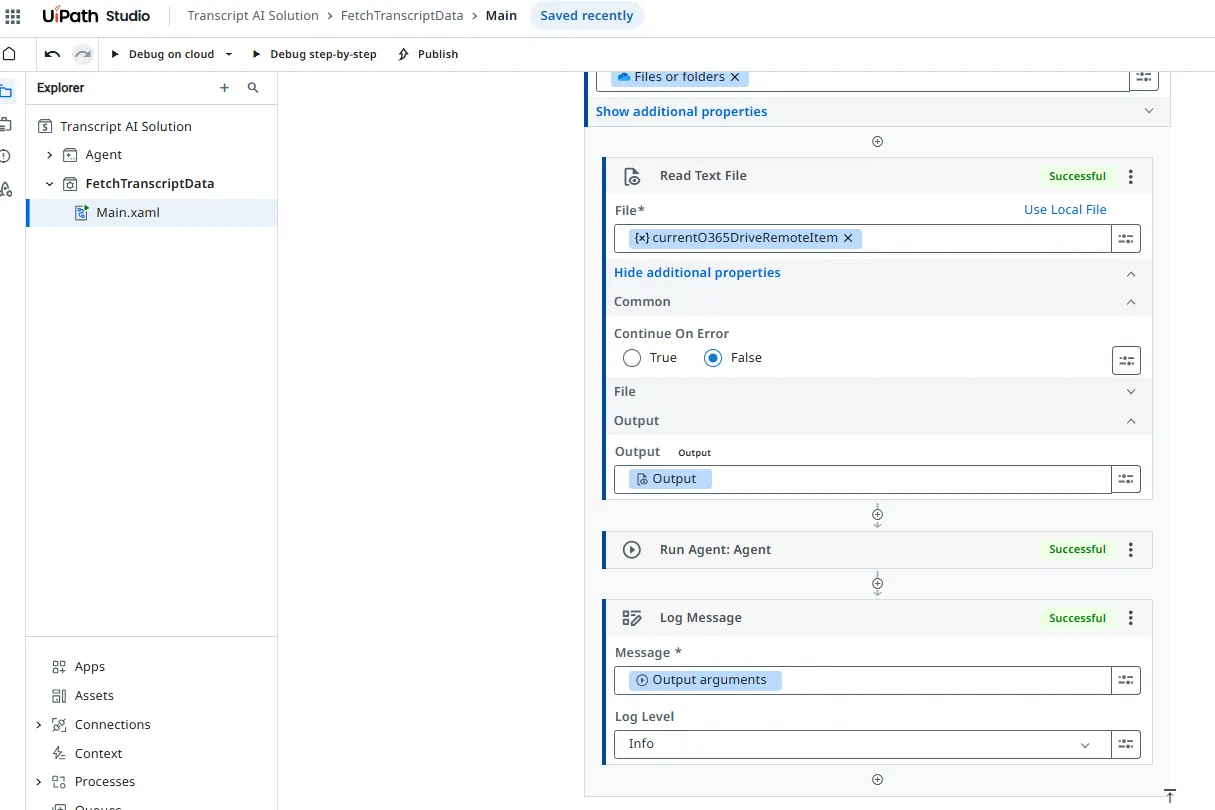 UiPath Studio Web agent build during AADA instructor-led training